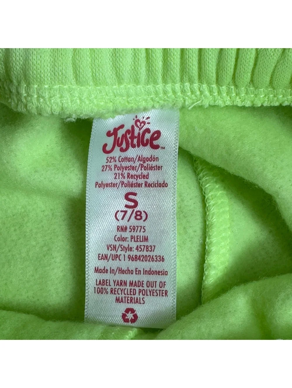 Justice Girls' Neon Green Sweatpants Size S (7/8)